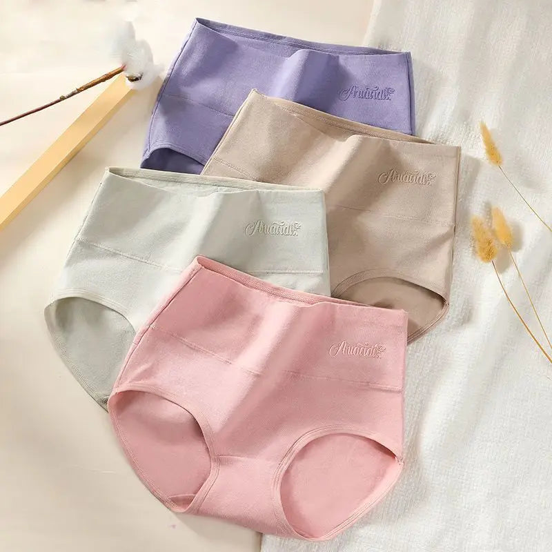 4PCS Mutandine da donna a vita alta Body Shaper Biancheria intima Mutande di cotone traspirante Plus Size M-5XL Slip dimagranti slip femminili