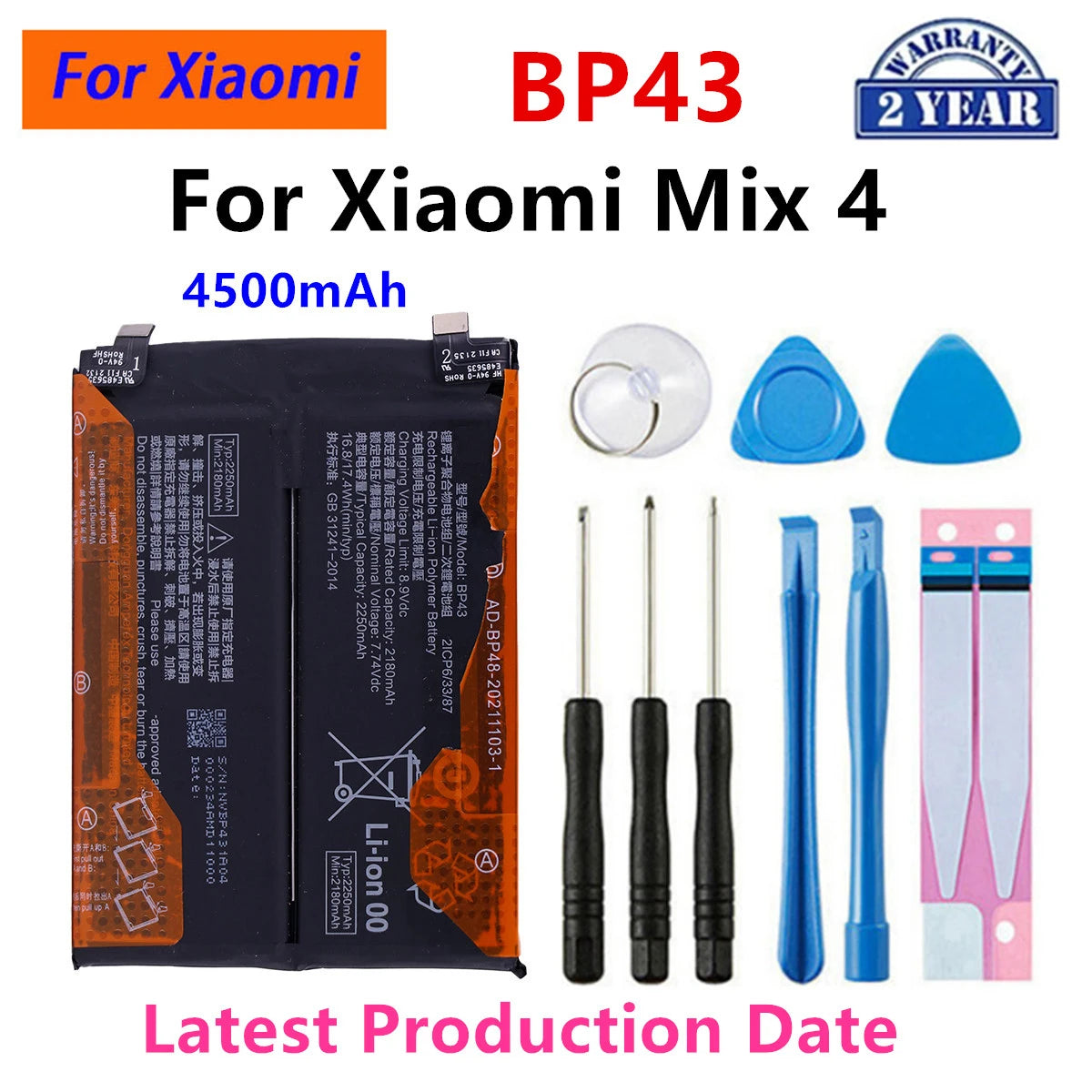 Batterie BP43 BP52 BP49 BP5G BN4F BM3E per Xiaomi Mi 8/Mix 4/Civi 5 Pro/Civi 4 Pro/Redmi Turbo 3/ K40S/Poco F6/F4