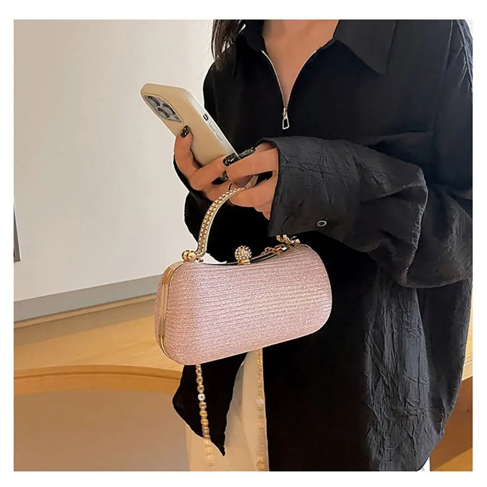 Borsa da sera da donna con perline da sposa Borsa da pranzo Borse a tracolla a catena Elegante pochette con strass Borsa da sera a forma di uovo