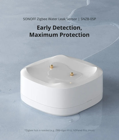 SONOFF SNZB-05P Sensore di perdite d'acqua Zigbee Sonoff, Rilevatore d'acqua con avvisi in tempo reale, Notifiche multiple, Supporto esteso
