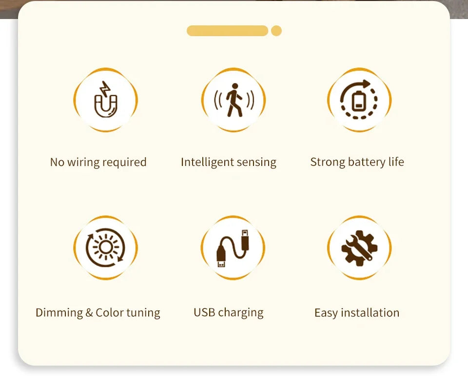 Lampada da Parete LED con Sensore di Movimento, Interruttore Touch, Luce Notturna, Faretto Magnetico Wireless Dimmerabile per Camera da Letto, Armadio, Scale, Decorazione