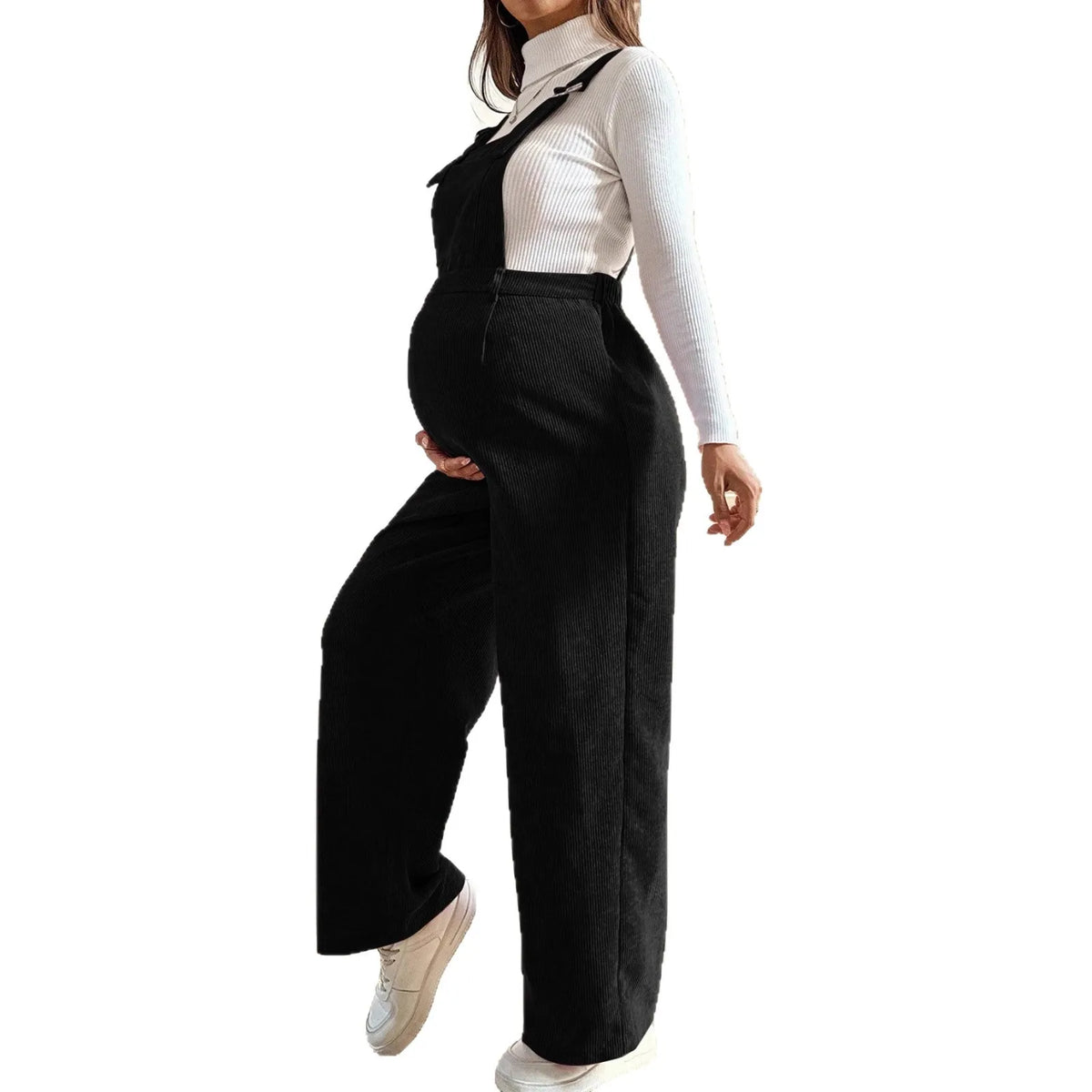 Tuta in Velluto a Coste per Donne in Gravidanza, con Bretelle Regolabili e Gamba Larga, Abbigliamento Casual Primaverile e Autunnale per la Gravidanza