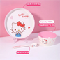 WUHE Set di Stoviglie per Bambini Hello Kitty, Ciotole e Piatti in Melamina, Design Cartoon per Ragazze, Senza BPA, Infrangibile, Lavabile in Lavastoviglie