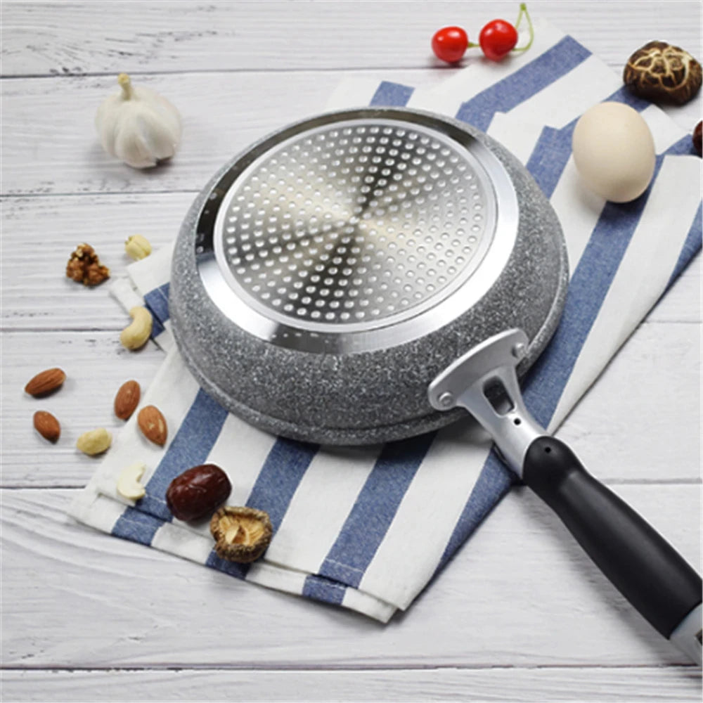 Durevole pietra friggitrice Pan28/26/24/20cm Wok padella antiaderente calderone fornello a induzione pentole Pancake uovo fornello a Gas casa