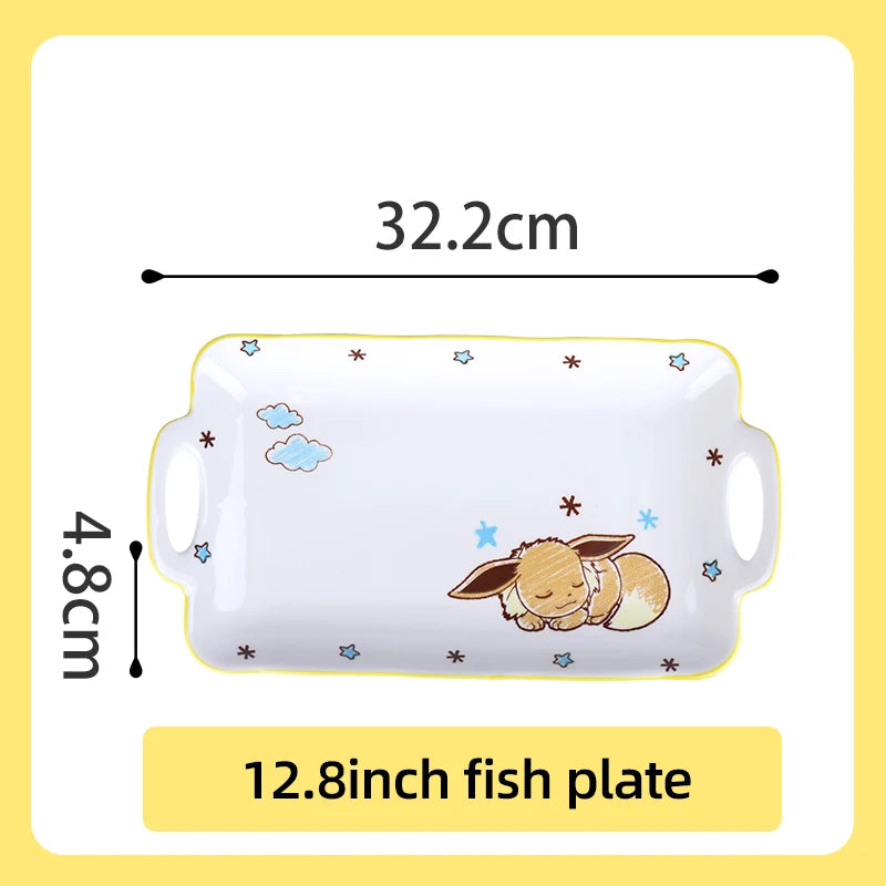 Set di Stoviglie in Ceramica Pokemon SHUNXIANG, Ciotole e Piatti con Motivi Cartoon, Set per Cena, Insalata e Pasta, Adatti al Microonde