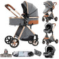 Passeggino Magic ZC 3 in 1, Sistema da Viaggio Compatto e Pieghevole con Navicella, Seggiolino Auto per Neonati e Seduta Reversibile, Carrozzina High Landscape, Ruote Ammortizzate, Manubrio Regolabile, Chiusura con Una Mano,