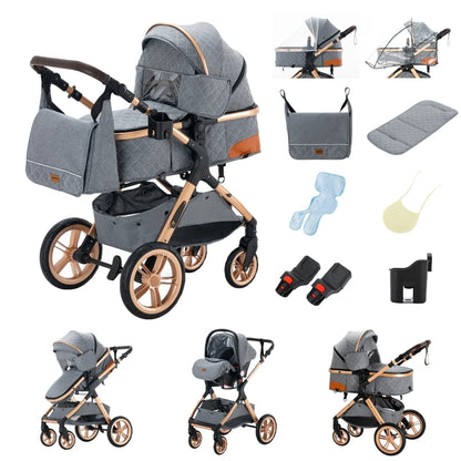 Passeggino 3 in 1 Passeggino multifunzionale Facile da viaggio pieghevole Seggiolino di sicurezza per carrozzina portatile Standard UE Spedizione gratuita