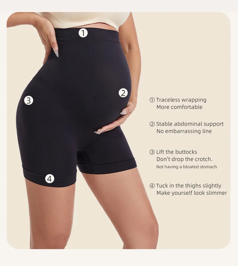 Pantaloni premaman senza cuciture a vita alta Donne incinte Comode mutandine di sicurezza Mutandine da donna Gravidanza Leggings corti Intimo