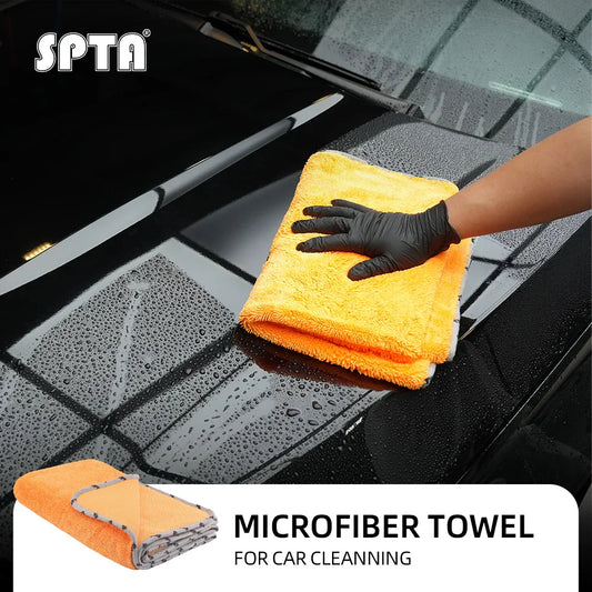 SPTA 1 Pezzo Asciugamano in Microfibra Arancione Altamente Assorbente per Auto, Panno Grande Anti-Graffio per Lavaggio Auto 60,5*78,5 cm