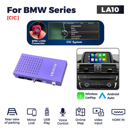 MEKEDE Modulo BOX DSP HiFi con mirroring, CarPlay wireless, Android Auto, AirPlay, Autolink per BMW F20 F21 F30 F31 F34 F07 F10 F11 F01 F2 F25 E60 E61 E81 E82 E84 E87 E88 E89 E90 E91 E92 E93 E70 E71 Sistema CIC
