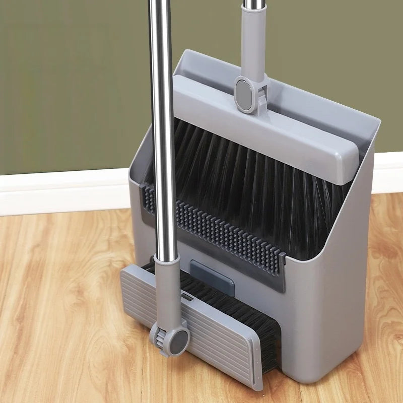 Set 3-in-1 con scopa e paletta, spazzola per pavimenti, kit di pulizia con setole morbide antiaderenti per casa, ufficio, dormitorio, scuola