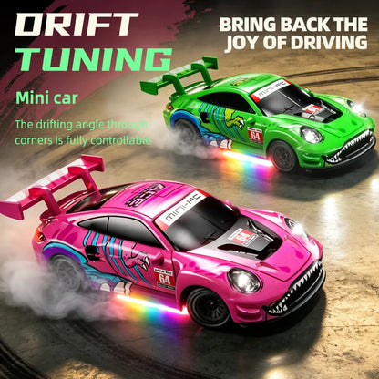 Auto RC da Drift ad Alta Velocità 1/64 con Luci, Auto Telecomandata 4WD 2.4G, Mini Auto da Corsa da Scrivania, Modellino in Scala, Giocattolo Regalo per Ragazzi