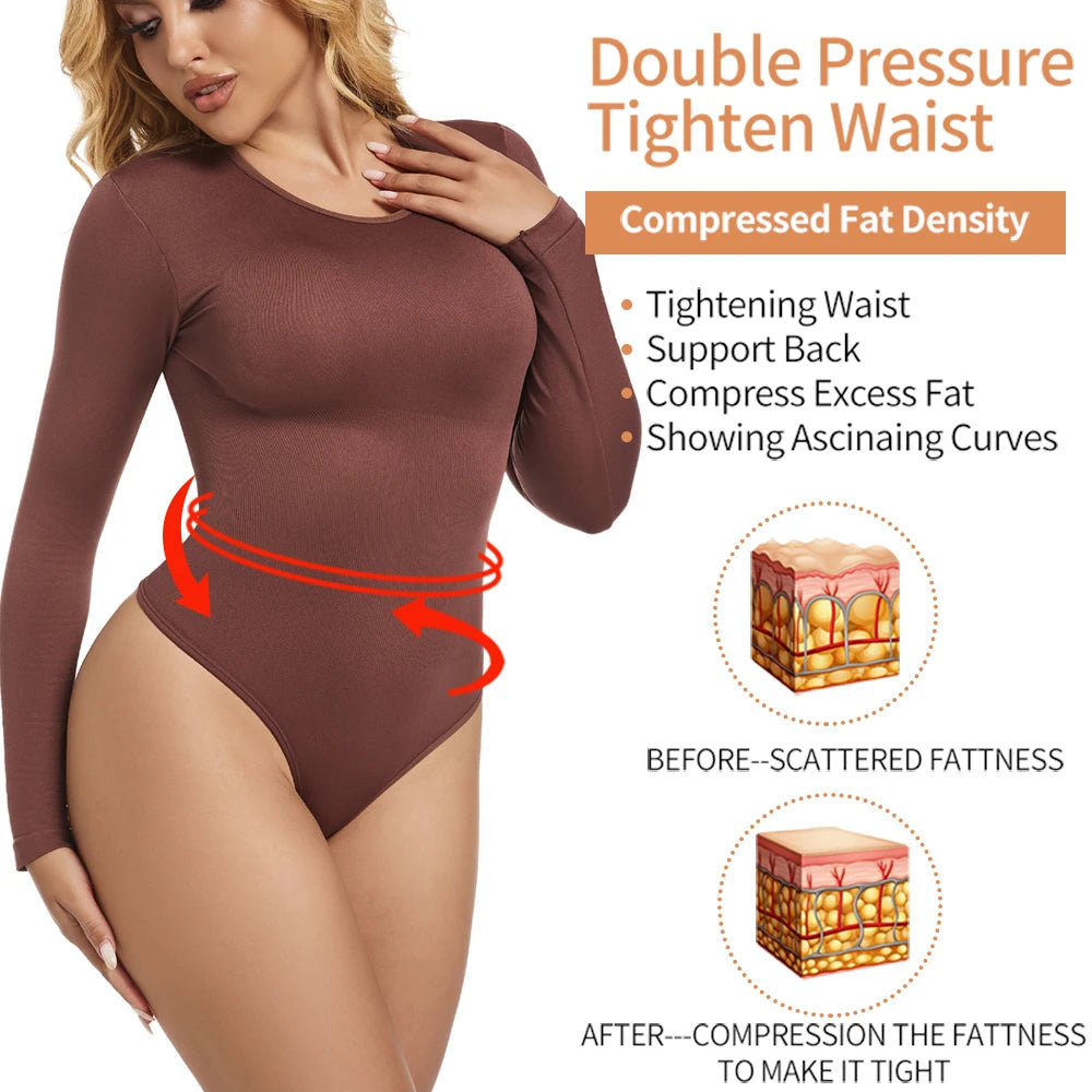 Body a maniche lunghe Perizoma Shapewear Donna New Slim Tummy Control Intimo Pancia Sottoseno Corsetto Abbigliamento femminile Autunno