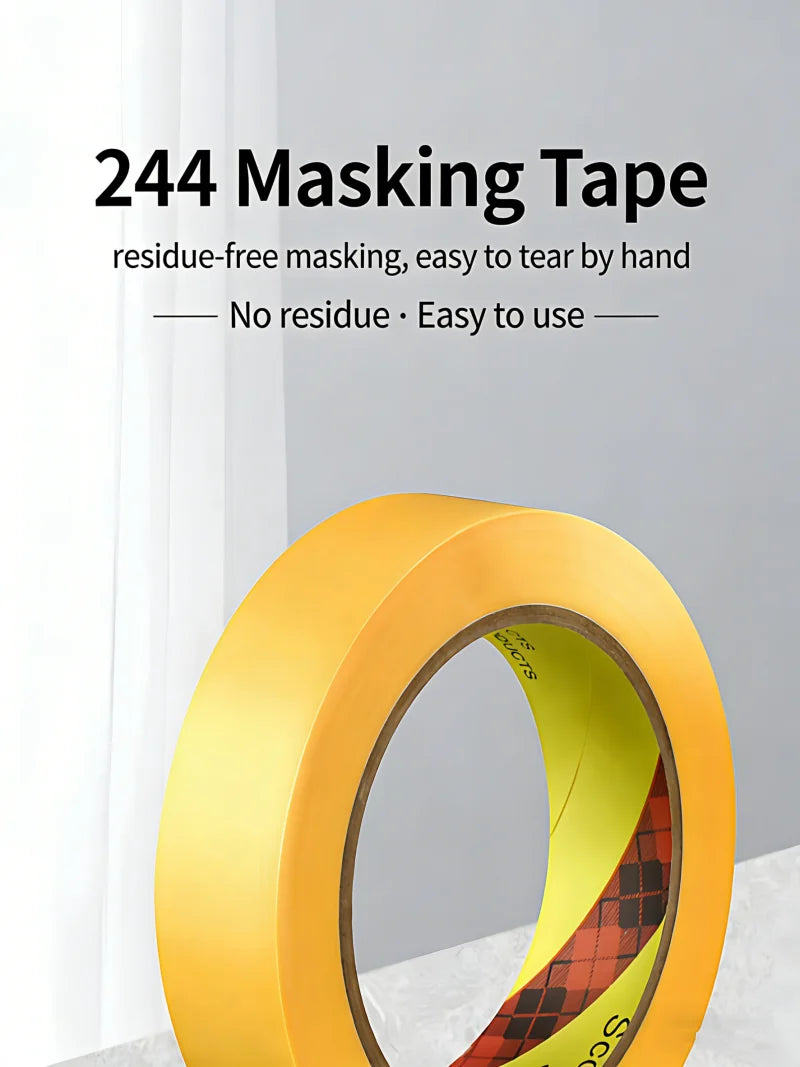 Nastro Adesivo 3M 244 Senza Tracce, Strappabile a Mano, per Verniciatura Auto, Modellismo, Arte, Studenti, Adesivo Monofacciale Resistente alle Alte Temperature