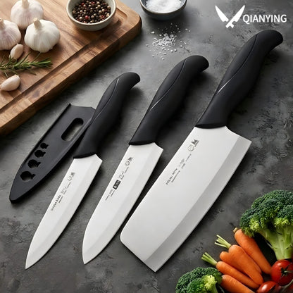 Set di coltelli in ceramica da 3 pezzi, coltelli da chef ultra affilati con fodere protettive, lama antiaderente per cucinare, affettare, utensili da cucina
