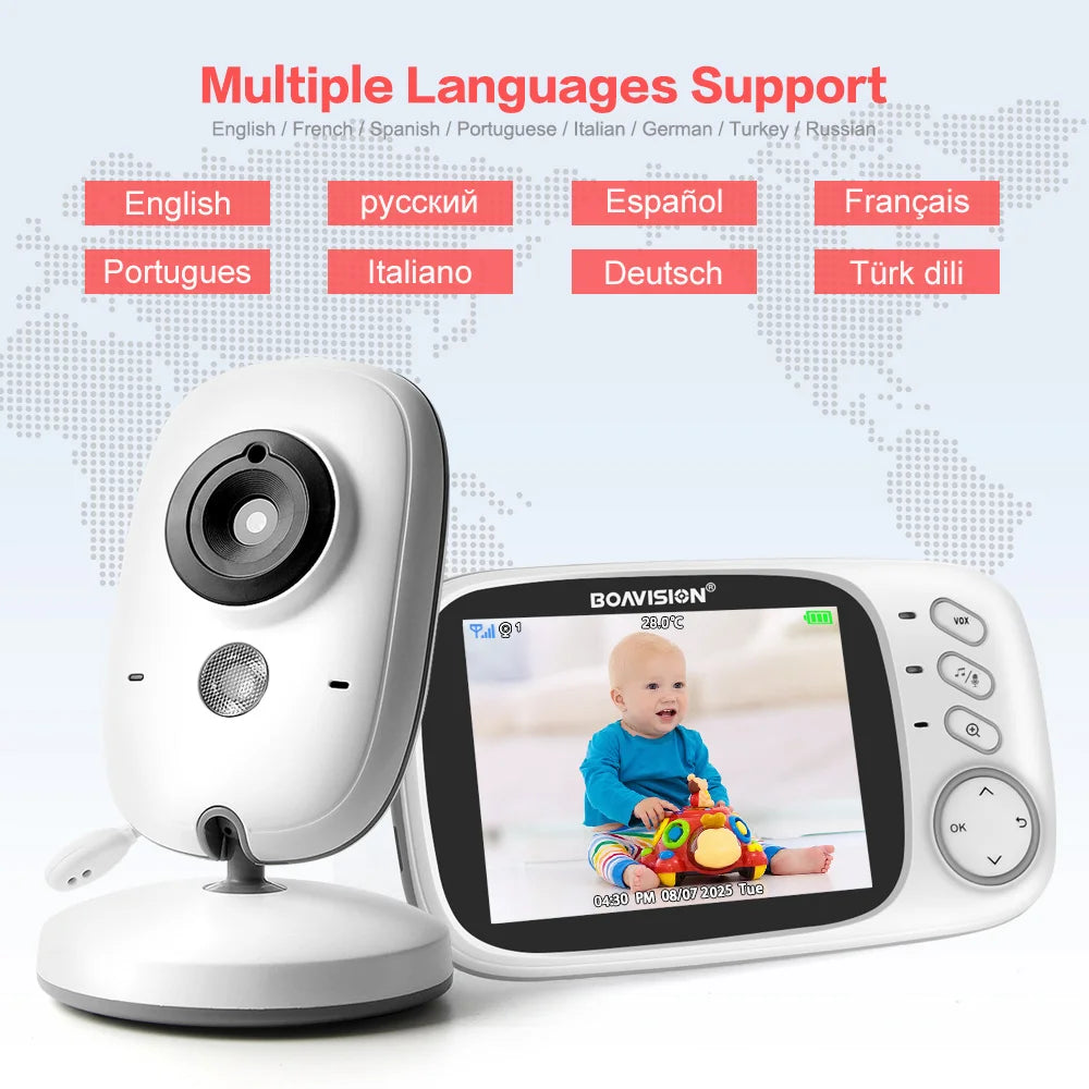 VB603 Video Baby Monitor 2.4G Wireless con LCD da 3.2 pollici Audio bidirezionale Conversazione Visione notturna Telecamera di sicurezza di sorveglianza Babysitter