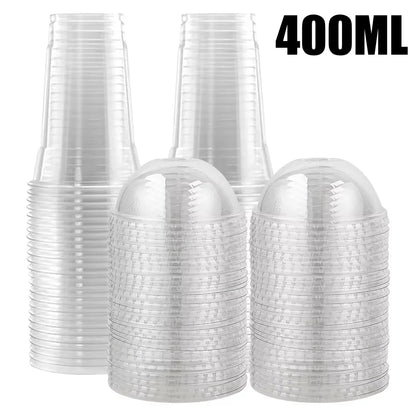400ml 100% biodegradabile riciclabile trasparente usa e getta per bevande in plastica Pla tè al latte caffè tazza di liquido con cannuccia