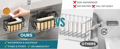 Supporto per Spugna TAILI con Forte Ventosa, Porta Spugna Rimovibile per Lavello, in Alluminio Antiruggine per Spugne e Spazzole