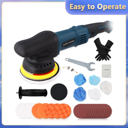 Podofo, set da 24 pezzi, lucidatrice a disco orbitale con 6 velocità variabili, 980 W, 220 V, 550-3300 giri/min, ideale per la lucidatura, la ceratura e la pulizia di autoveicoli.