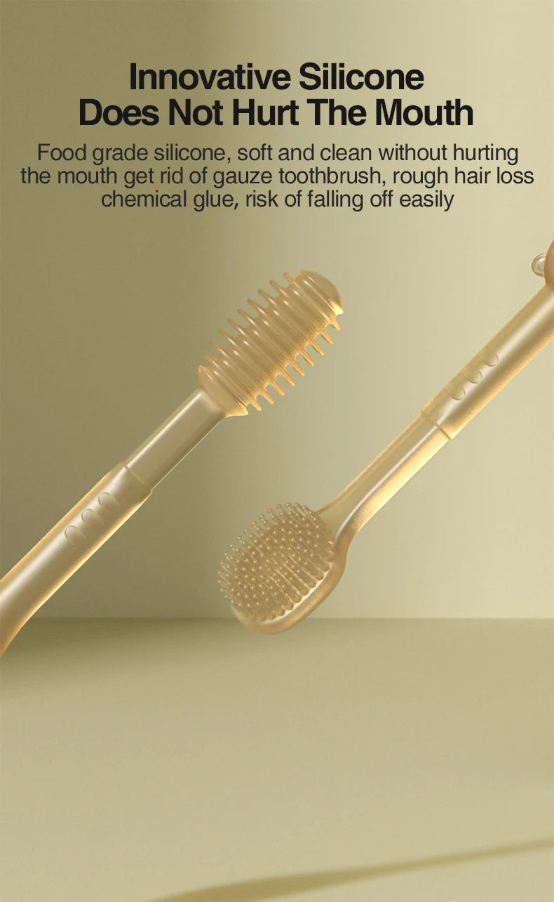 MAMIJOY 3-in-1 Spazzolino per lingua in silicone per bambini Infantile per bambini Igiene orale Spazzolino da denti Spazzolino da denti per addestramento con coperchio BPA gratuito BY11