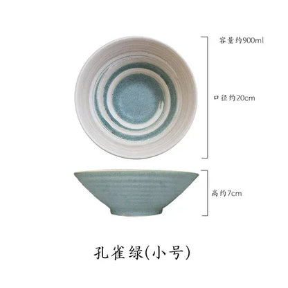 Ciotola giapponese Ramen ciotola per uso domestico di grandi dimensioni e Set di stoviglie per piatti ciotola in ceramica ciotola Ajisen ciotola per minestra di pasta di manzo
