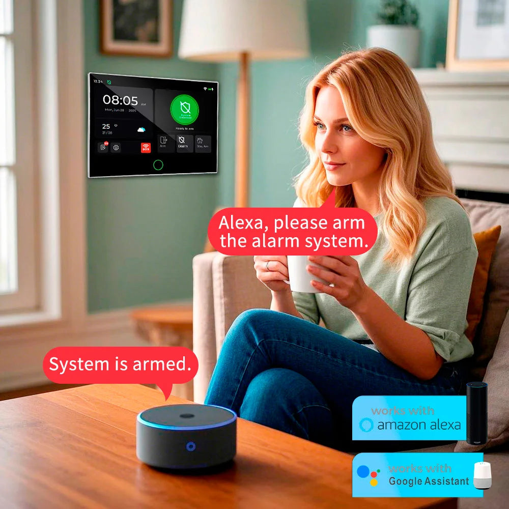Sistema di Allarme Domestico KERUI con Schermo Touch da 7 Pollici, WiFi+4G, Compatibile con Tuya Smart, Protezione di Sicurezza FSK/ASK, Sensore PIR 433MHZ