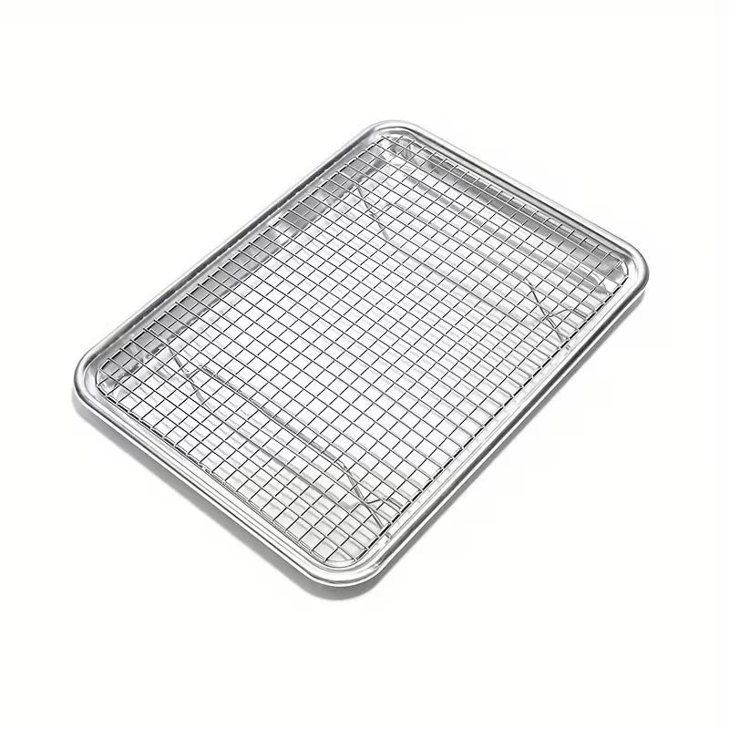 Set di teglie e griglie da forno, teglie per biscotti in acciaio inossidabile 304, vassoi da forno con griglie di raffreddamento per la cottura, facili da pulire