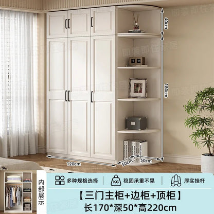 Armadio in stile crema per camera da letto, facile da montare, ideale per piccoli appartamenti, armadio in legno, mobile contenitore per stanze in affitto.