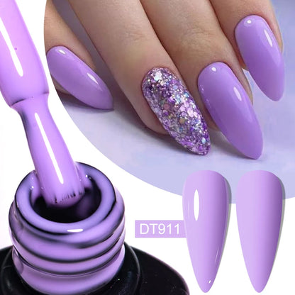 MEET ACROSS 7ml Gelatina Nuda Shimmer Base in gomma Gel Glitter Rosa Viola UV/LED Nail Art Vernis Gel Smalto per manicure Unghie FAI DA TE