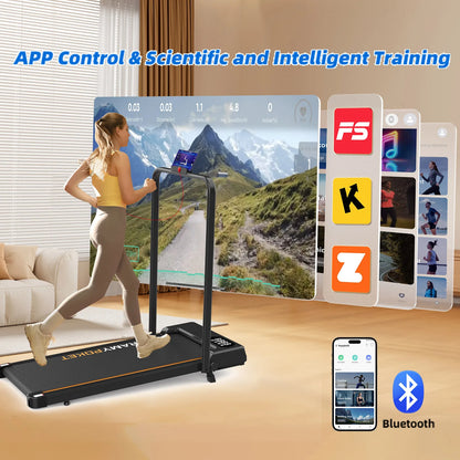 Tapis roulant con inclinazione del 9%, silenzioso, 2.5HP, 1-10km/h, APP e LED, tapis roulant con maniglia, tapis roulant per casa, 150kg