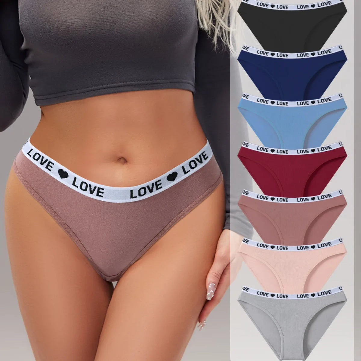 7 Pz/set Mutandine di Cotone da Donna Sexy Mutande a Righe Morbide Lettera Carina Slip per Ragazze Femminile Traspirante Stretch Lingerie XS-XL