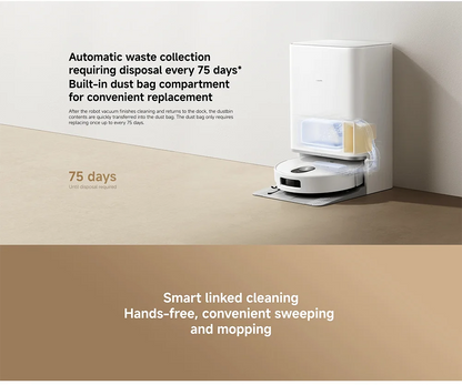 Robot aspirapolvere Xiaomi 5, versione globale per l'Europa (aggiornamento X20+), con funzione di lavaggio intelligente, sistema di navigazione laser LDS, capacità di aspirare il 99% dei capelli, raccolta automatica dei rifi