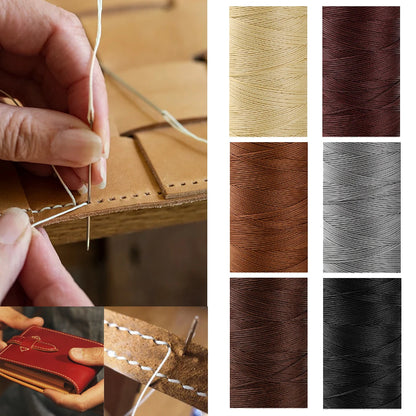 6 rotoli/1 rotolo 150D fatto a mano 0. Filo da cucito in pelle da 8 mm – 13 iarde, 6 colori di filo cerato piatto intrecciato, finitura uniforme – non si rompe – filo in pelle a 16 fili – adatto per cucire borse, arti