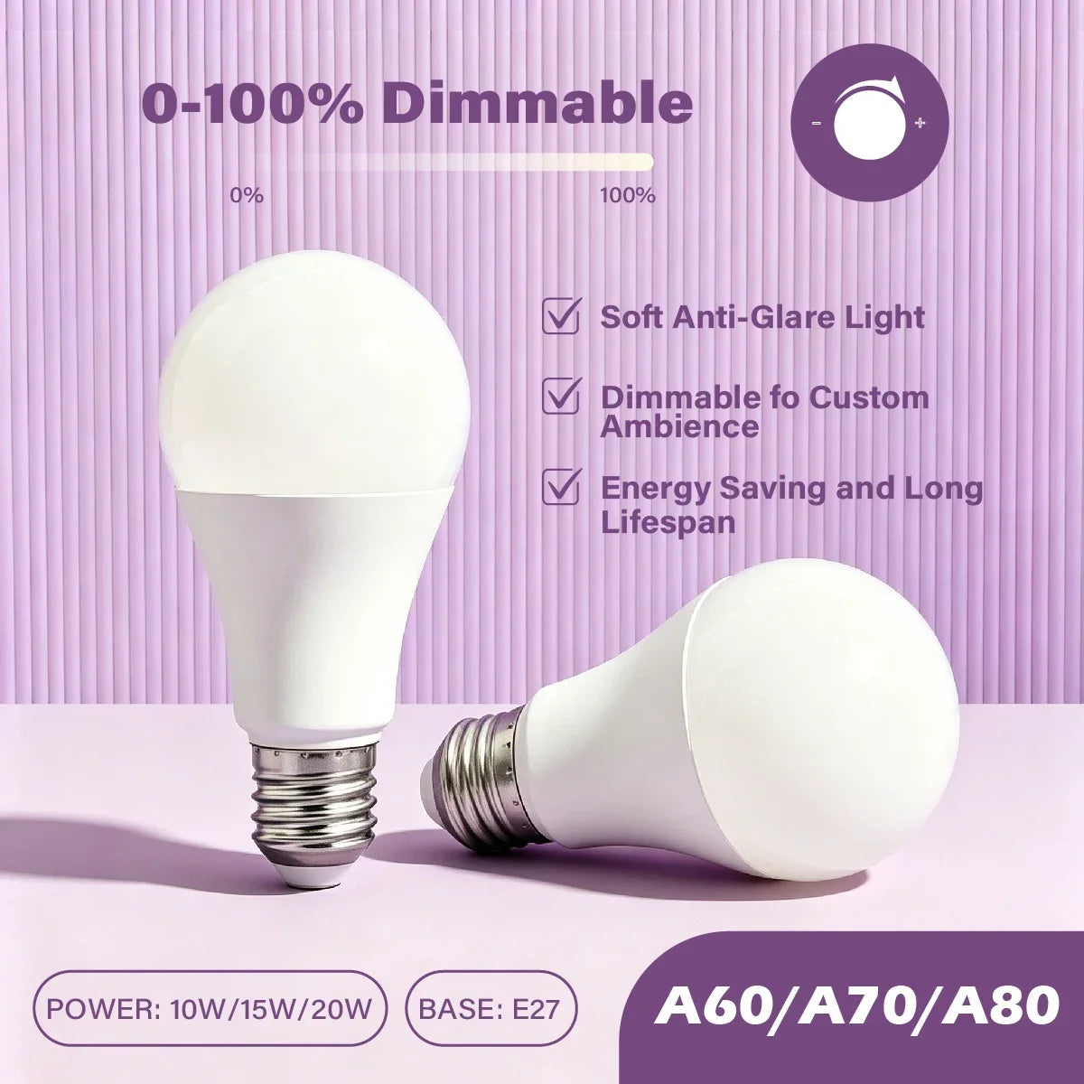 Lampadina LED Dimmerabile E27 10W 15W 20W AC 220V 3000K-6500K 0-100 Dimmerabile, Lampada a Tono Naturale per Balcone, Sala da Pranzo, Ingresso