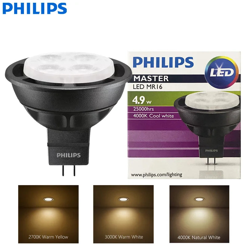 Philips MASTER LED MR16 4.9W (50W) Faretto 12V GU5.3 12V Lampada Riflettore 24 °   36 °   Fascio angolare 2700K 3000K 4000K Bianco CRI90