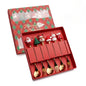 Set cucchiaio e forchetta natalizio in acciaio inossidabile caffè tè utensili da dessert confezione regalo design albero di Babbo Natale facile da pulire     6/4/2/1PZ