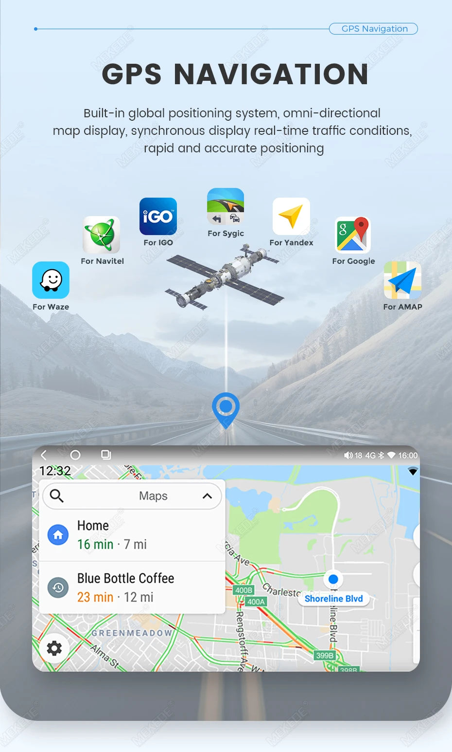 MEKEDE Autoradio universale da 7/9/10.1 pollici con CarPlay e Android Auto, navigatore GPS Android, lettore multimediale per Peugeot, VW, Nissan, Hyundai, Kia, Benz, Audi, BMW, con WiFi, touchscreen, autoradio, lettore video,