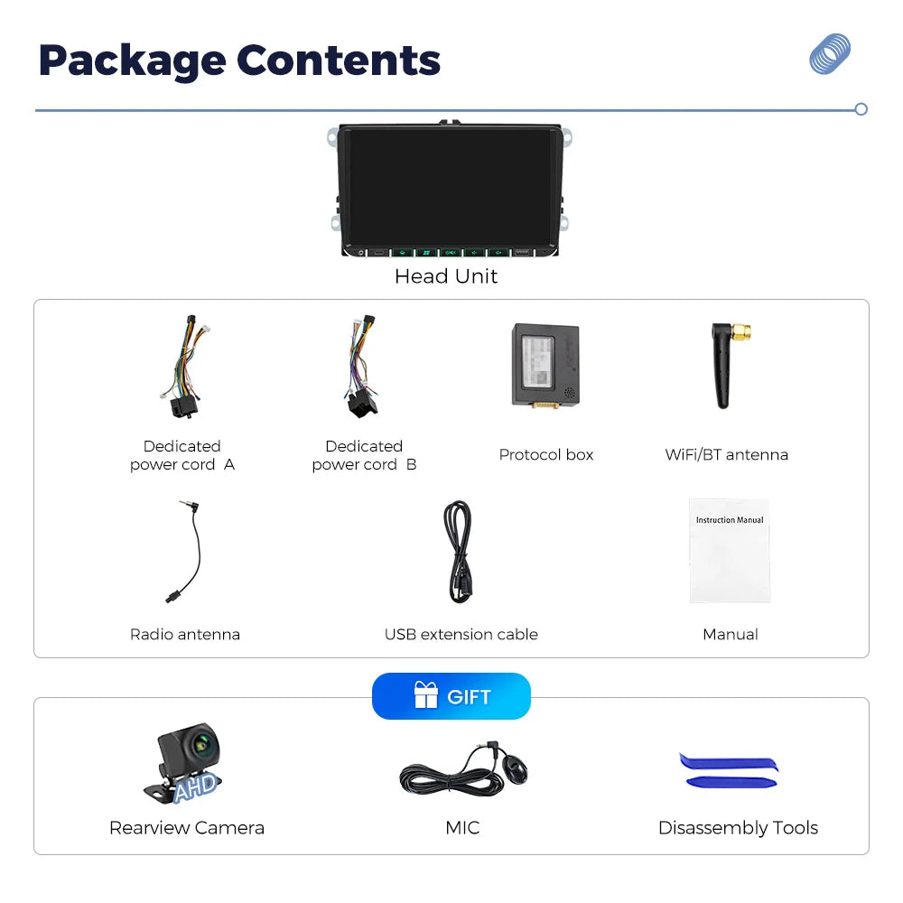 MEKEDE Sistema Multimediale con Navigazione GPS, CarPlay Wireless e Android Auto da 7/9 pollici per Volkswagen Passat B6 B7 Golf 5 6 Polo CC T5 SEAT Altea Toledo Leon Skoda Combi Yeti Superb