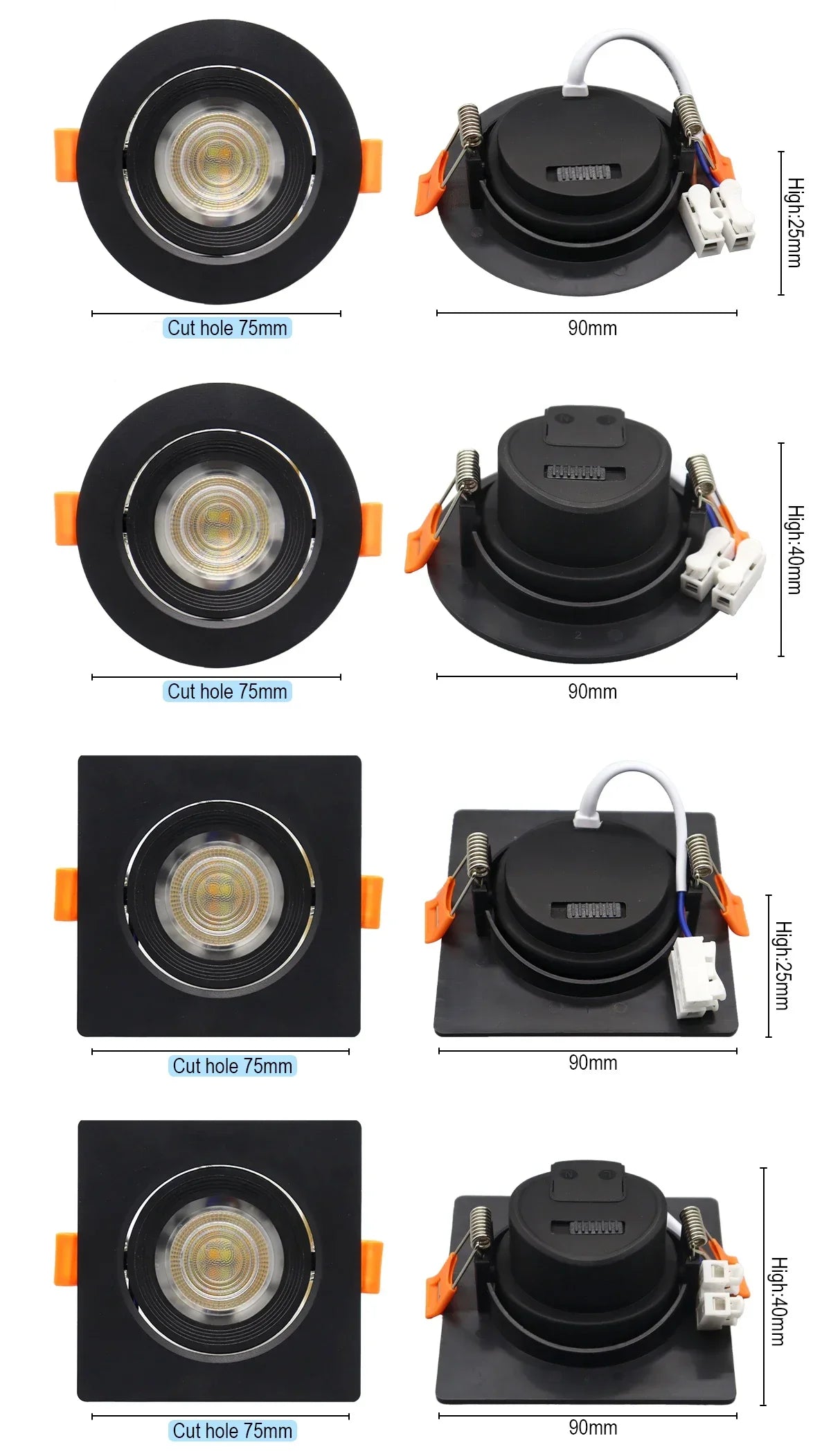 4-20 pezzi 3 CCT LED plafoniera 3000K 4000K 6500K pieghevole da incasso per la casa camera da letto bagno soggiorno illuminazione Lamparas Led