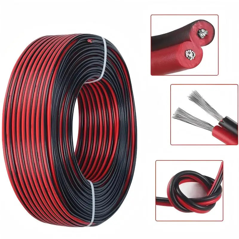 Cavo di Prolunga Elettrica 10/20M in Rame Stagnato per Strisce LED RGB WS2812 WS2811, Disponibile 16-30AWG, Isolamento in PVC Rosso e Nero