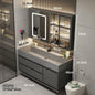 Combinazione di mobile lavabo e specchio da bagno in nano-roccia di lusso leggero