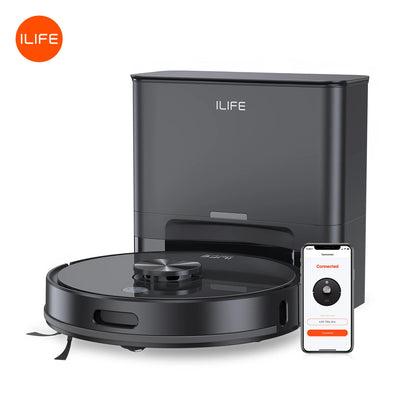 Robot Aspirapolvere ILIFE T20s Ultra con Stazione di Svuotamento Automatico, Aspirazione 10000Pa, Batteria 4600mAh, Autonomia Massima 300 Minuti