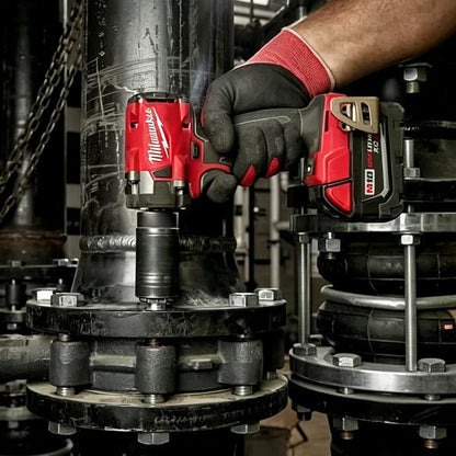 M18 Milwaukee 1/2' FUEL Avvitatore a impulsi brushless senza fili 600N.m 3500RPM con 3 luci LED, chiave dinamometrica compatta, utensile elettrico