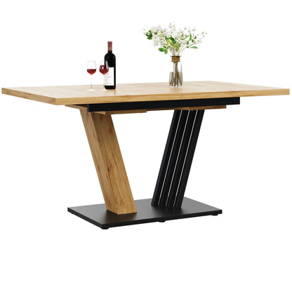 Tavolo Estraibile 120-160x80x76cm con Piano in Marmo, Tavolo da Pranzo con Piano Allungabile e Struttura a Farfalla per Cucina e Soggiorno