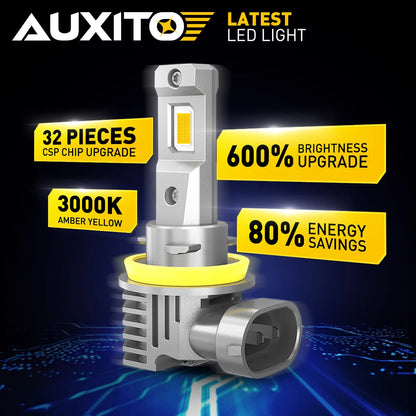 AUXITO 2 pz CANBUS H8 H11 LED fendinebbia lampadine H9 H16JP 9005 HB3 9006 HB4 3000K ambra giallo Led Daytime Running Driving Lamp