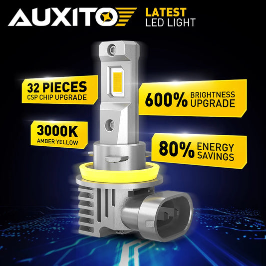 AUXITO 2 pz CANBUS H8 H11 LED fendinebbia lampadine H9 H16JP 9005 HB3 9006 HB4 3000K ambra giallo Led Daytime Running Driving Lamp