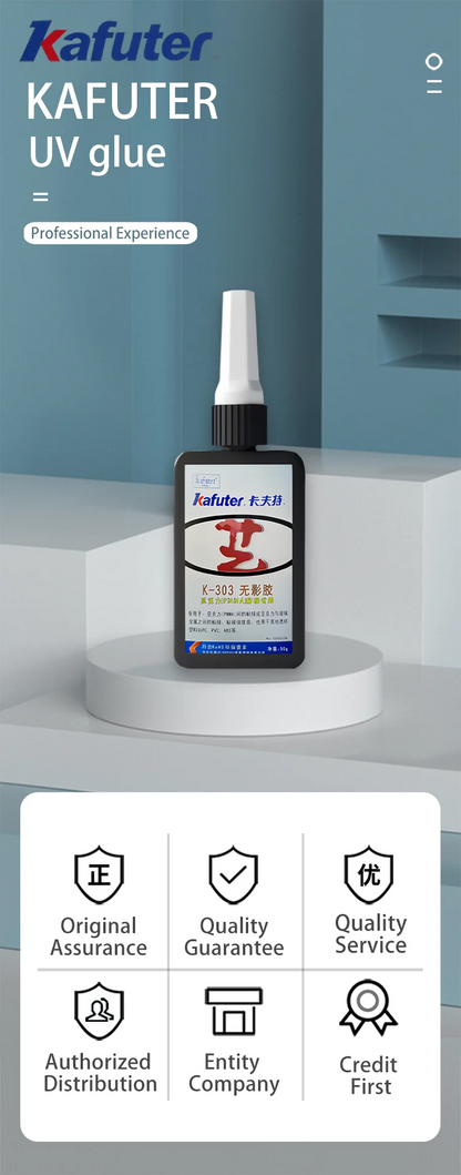 Adesivo UV Kafuter K-300 K-302 K-303 K-306, Colla Trasparente per Vetro, Acrilico e Cristallo, per Riparazioni Fai-da-Te, 50g