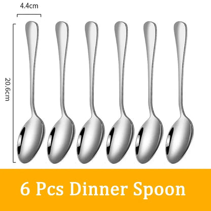 Set di posate da 24 pezzi in acciaio inossidabile, set di stoviglie, cucchiaio e forchetta, coltello, forchetta, cucchiaio da dessert, cucchiaio da tè