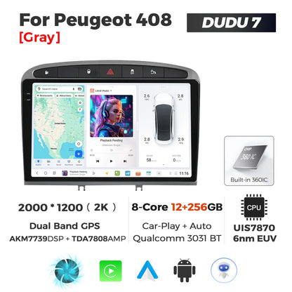 DUDUAUTO 512GB Wireless CarPlay Android Auto Per Peugeot 408 Per Peugeot 308 308SW Autoradio Lettore Multimediale DSP WIFI GPS AMP