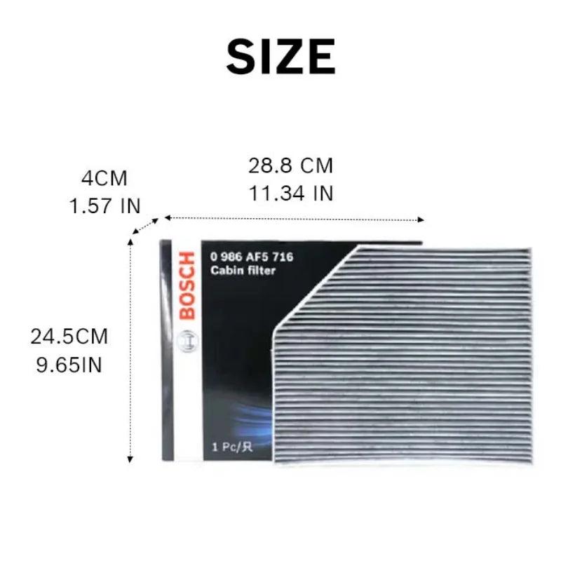 Filtro abitacolo attivo Bosch AF5716 per Audi A4 B8 (Avant/allroad/S4/RS4), Q5 8R (SQ5), A5 8T/8F; Porsche Macan 95B [OE: 8K0819439C]